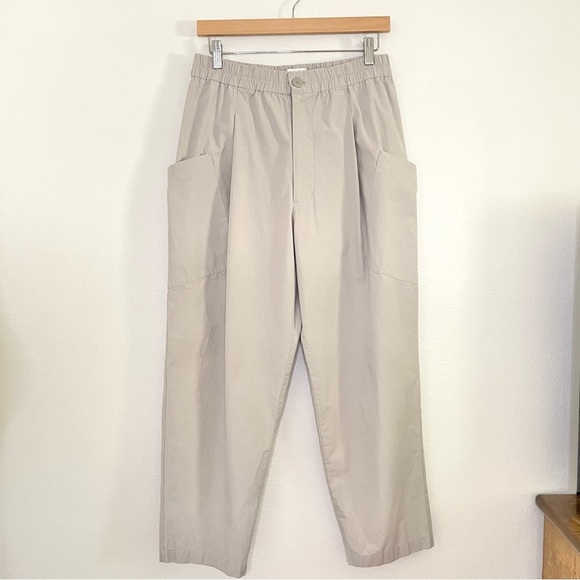 COS Angled Patch Pocket Trouser Relaxed Pleat Front Cropped Pant Beige Small - Picture 5 of 16